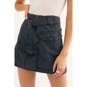 Free People Erika Utility Mini Skirt Washed Black